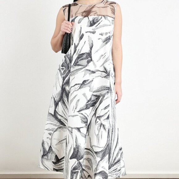 Marina Rinaldi Zena White Black Print Shift Dress - Picture 1 of 4